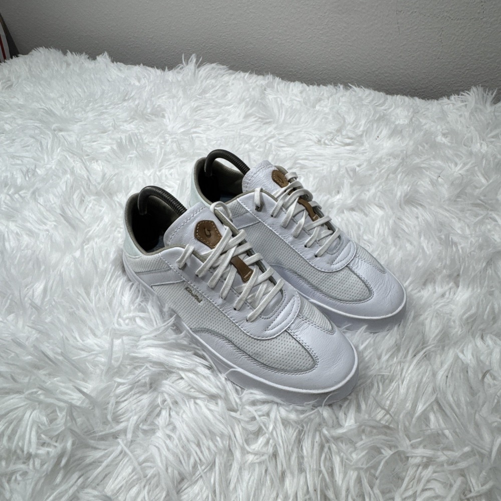 OluKai Kilea Shoes Womens Size 10 US Suede White Mesh Leather Casual Sneakers